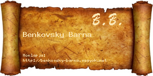 Benkovsky Barna névjegykártya